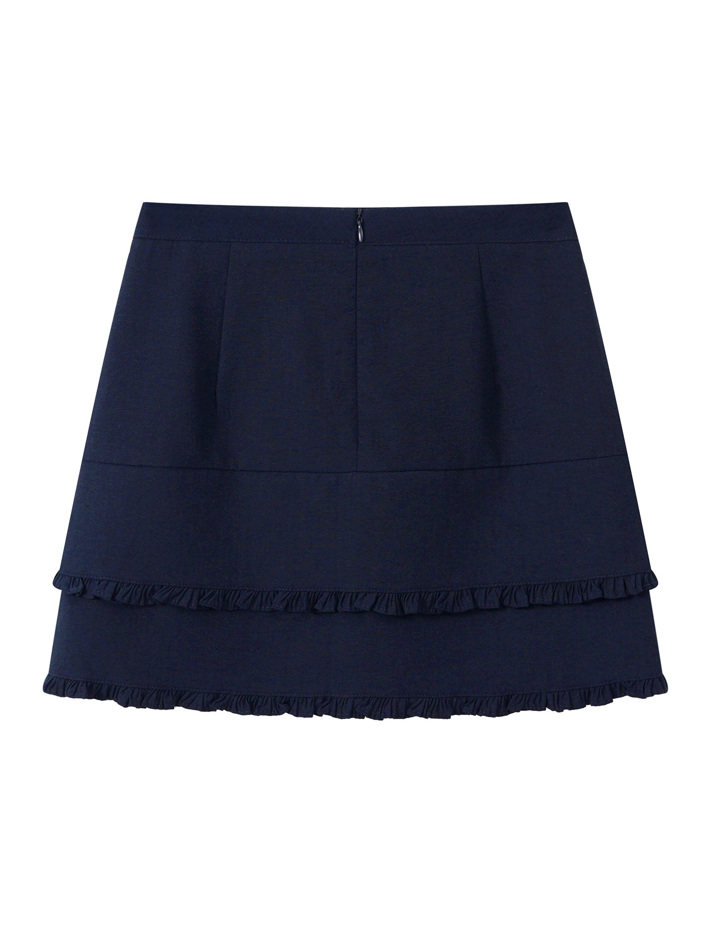 Minifalda azul con volantes, diseño ajustado y talle alto estilo elegante