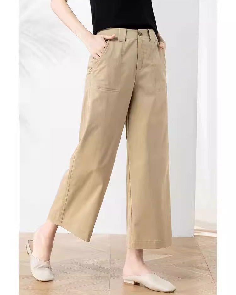 Pantalones casuales de mujer en Tencel, frescos, rectos y corte suelto