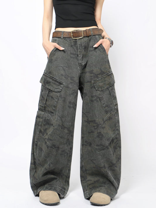 Pantalones unisex con diseño exclusivo, camuflaje y corte estilo harén