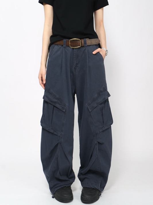 Pantalón unisex tipo cargo de pernera ancha, estilo retro y largo arrastrado