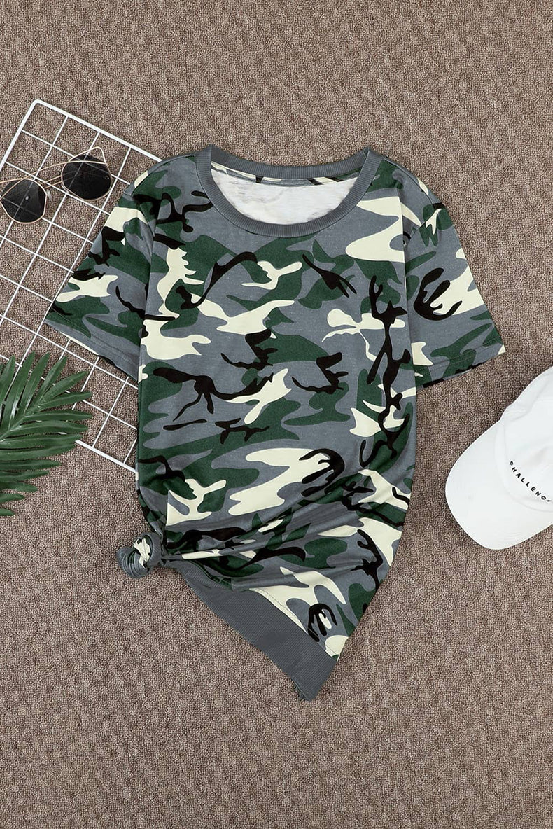 Top nuevo con print de leopardo, cuello redondo y corte moderno para mujer