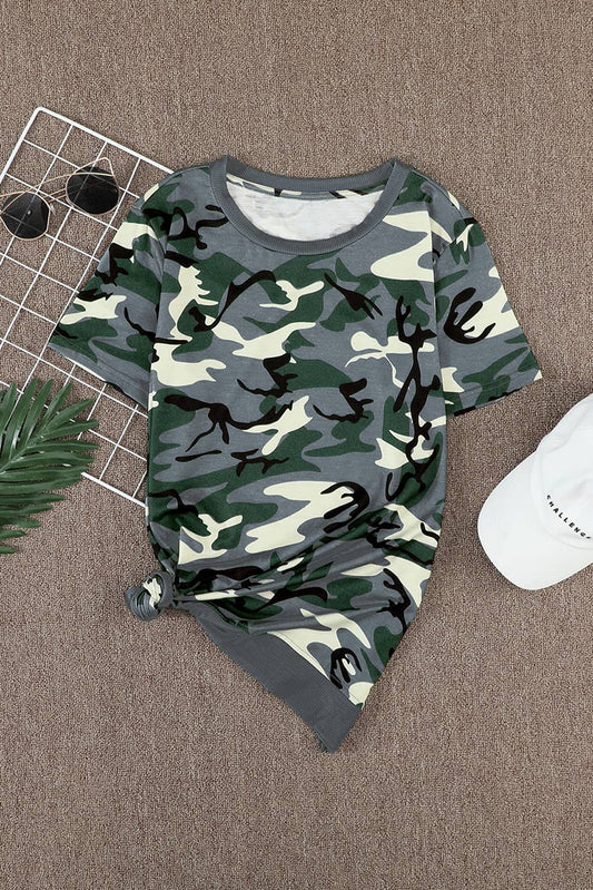 Top nuevo con print de leopardo, cuello redondo y corte moderno para mujer