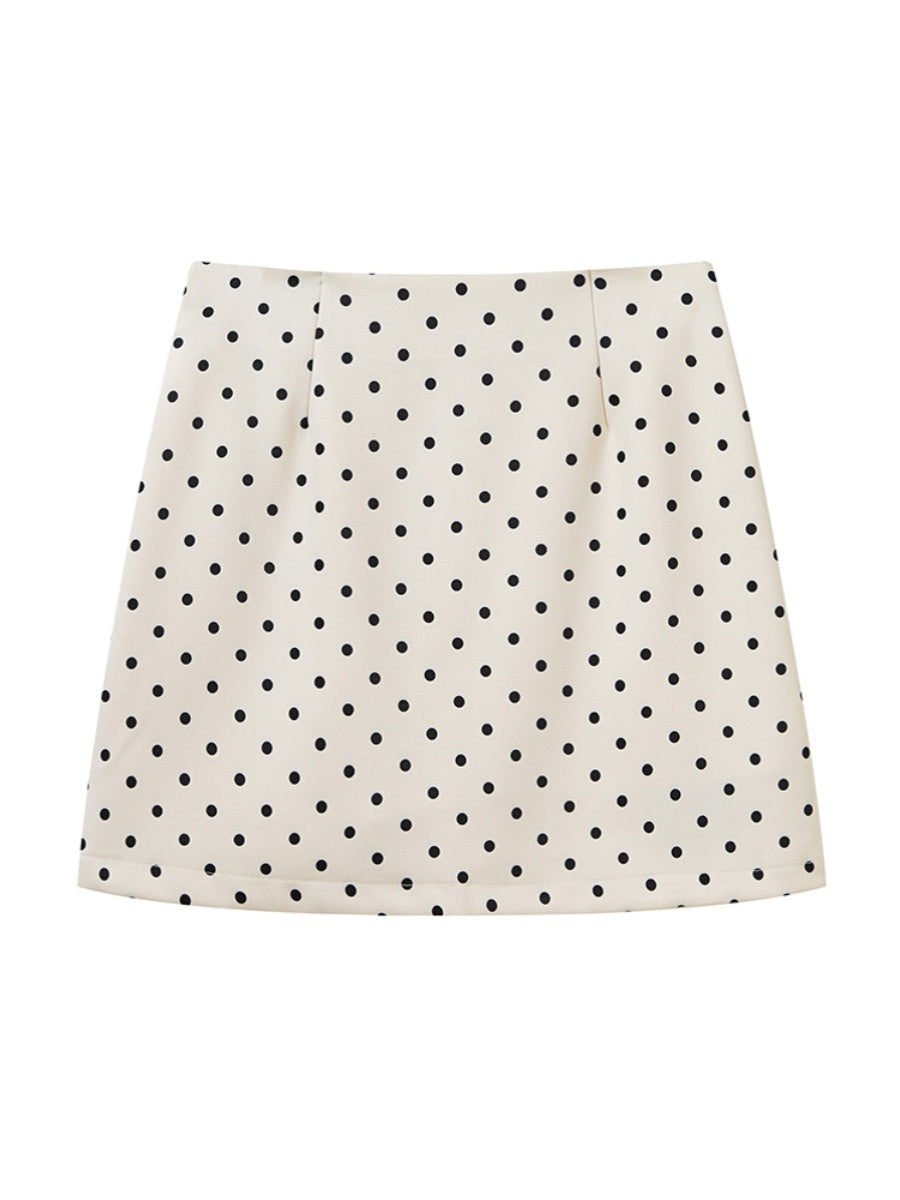 Falda ajustada de lunares para mujer petite, estilo francés y corte favorecedor