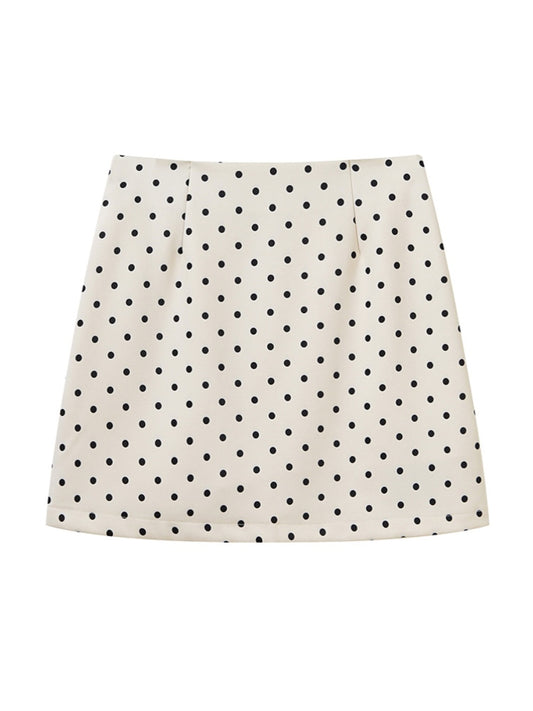 Falda ajustada de lunares para mujer petite, estilo francés y corte favorecedor