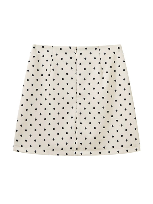 Falda ajustada de lunares para mujer petite, estilo francés y corte favorecedor