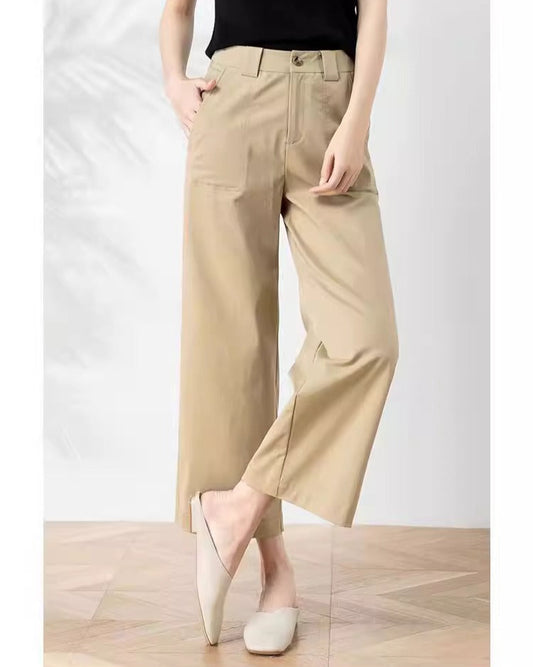 Pantalones casuales de mujer en Tencel, frescos, rectos y corte suelto