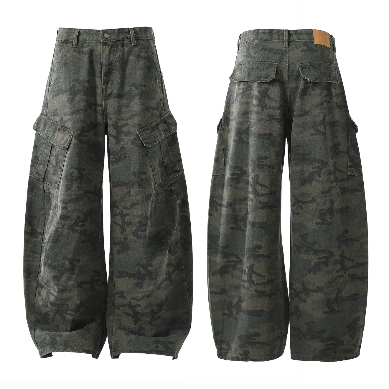 Pantalones unisex con diseño exclusivo, camuflaje y corte estilo harén