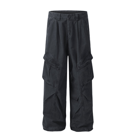 Pantalón unisex tipo cargo de pernera ancha, estilo retro y largo arrastrado