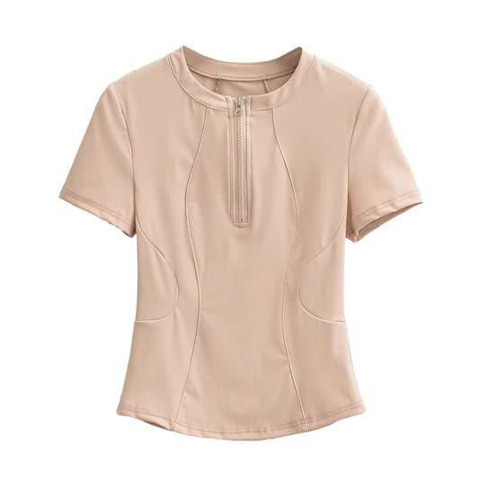 Camiseta deportiva ajustada y transpirable para mujer, secado rápido, verano