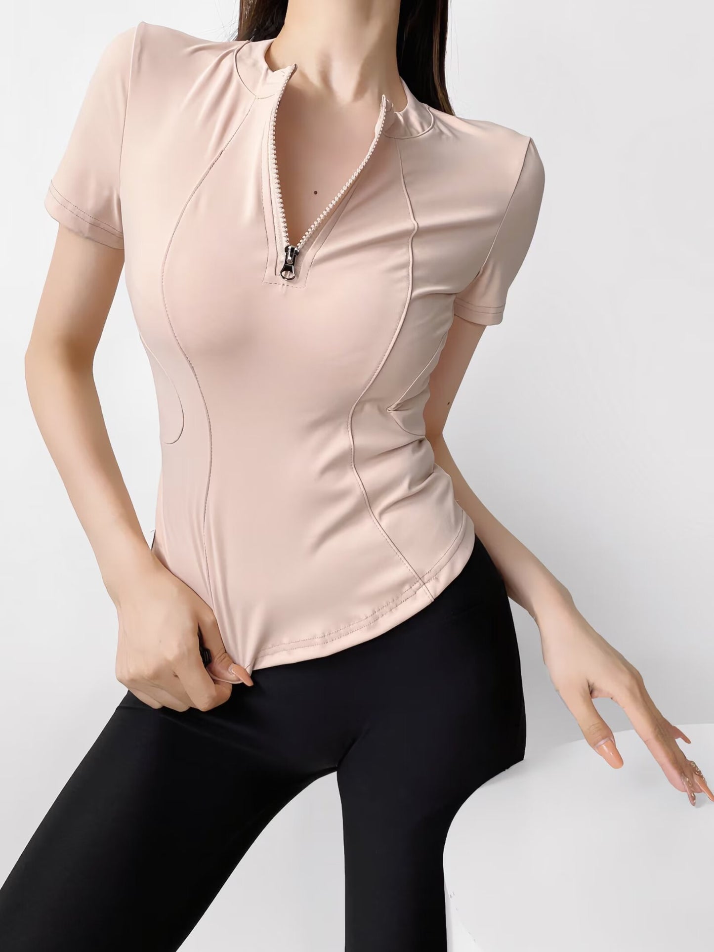 Camiseta deportiva ajustada y transpirable para mujer, secado rápido, verano