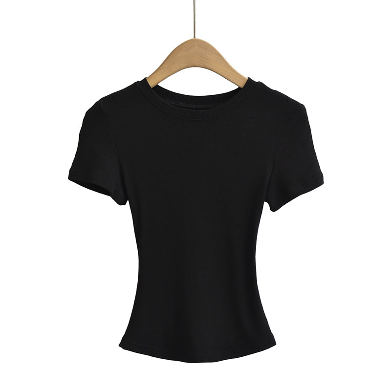Top corto negro de verano para mujer, ajustado y con diseño moderno