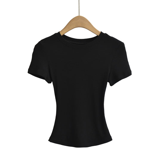 Top corto negro de verano para mujer, ajustado y con diseño moderno